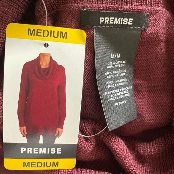 Premise women’s loose fitting long turtleneck Bordeaux color size medium - Picture 5 of 6